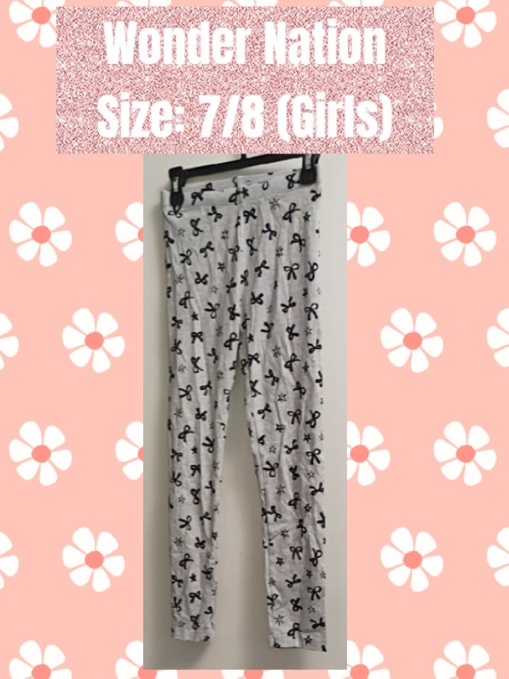 wonder nation Grey Leggings with Black Bow & Star Print
